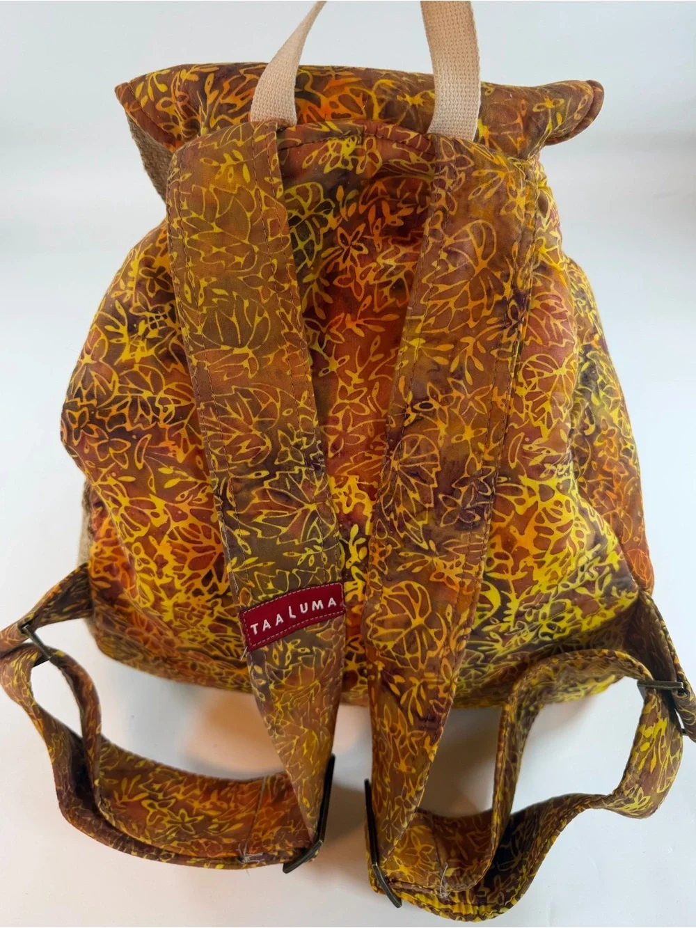 Taaluma Batik Backpack‎ Boho Cottagecore Travel Daypack Brown Floral